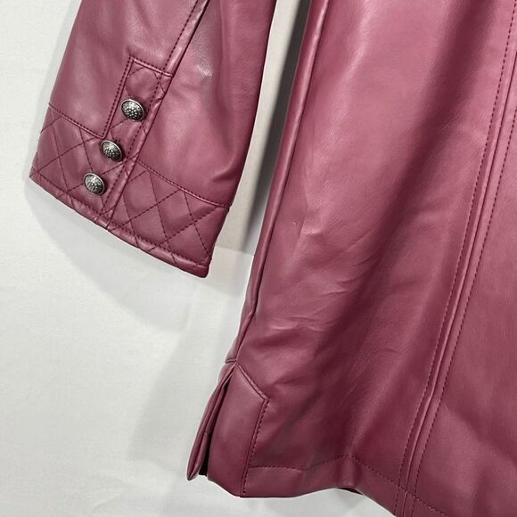 Dennis Basso Maroon Leather Jacket - Picture 3 of 15